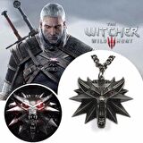 Witcher Kurt Renkli Göz Renkli 3 Boyutlu Siyah Çelik Kolye 