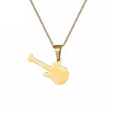 Herşey Nota Gitar Gold Paslanmaz Çelik Kolye 