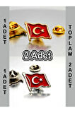 2 Adet Türk Bayrağı Gold&Gümüş Yaka Rozeti 1772