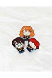 Hp Ron Hermione 3'lü Pin Rozet Seti