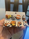 Basketbol Temali Terlik Süsü Jibbitz Crocs Aksesuarı 8 Adet Hediyelik Aksesuar