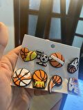 Basketbol Temali Terlik Süsü Jibbitz Crocs Aksesuarı 8 Adet Hediyelik Aksesuar