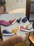 Converce ve Crocs Tasarımlı Crocks Terlik Süsü Jibbitz Crocs Aksesuarı 8 Adet 