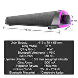 Bluetooth Hoparlör V8 Soundbar Güçlü Bas Kablolu TV Bilgisayar Uyumlu 6W