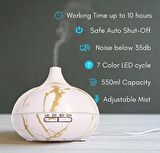 Aroma Terapi Oda Hava Nemlendirici 550ml Ultrasonik Buhar Makinesi Ahşap Görünüm 7 Renk Led Işıklı