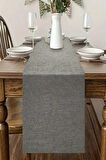 Pamuklu Modern Antrasit Dokulu Runner 40 x 140 cm