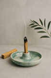 Yeşil Mermer Desenli Seramik Tütsülük | Green Marble Incense Holder | Palo Santo, Sandal, Öd Ağacı