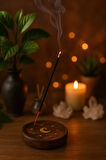 Yıldızlı Yin Yang Ahşap Tütsülük / Wooden Incense Holder with Yin Yang & Stars Design