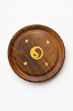 Yıldızlı Yin Yang Ahşap Tütsülük / Wooden Incense Holder with Yin Yang & Stars Design