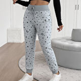 buğrahayalin Kadın Yüksek Bel Bağcıklı Desenli Iki Iplik Pantolon