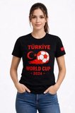 buğrahayalin Türkiye World Cup 2026 Baskılı Tişört Futbol Temalı Forma T-Shirt - Siyah