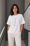 buğrahayalin Minimal Gitar Baskılı Tişört T-Shirt Yazlık Kısa Kol Bisiklet Yaka T-Shirt  - Beyaz