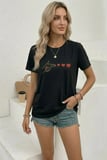 buğrahayalin Minimal Kalp İşaret Baskılı Tişört Kısa Kol Yazlık T-Shirt - Siyah
