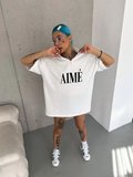 buğrahayalin Unisex Yarım Fermuarlı Baskılı T-Shirt - Beyaz