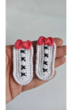 Amigurumi Yeni Trend Beyaz Pembe Işlemeli 2'li Toka Seti beyaz Tek Ebat