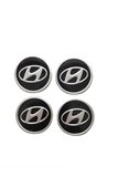 Hyundaı Siyah Jant Göbeği Jant Göbek Arması Sticker 4'lü Set 60mm