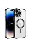 Apple iPhone 15 PRO Kılıf Kamera Lens Korumalı Renkli Magsafe Şeffaf Silikon