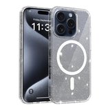 Apple iPhone 16 Pro Uyumlu Kılıf Simli Şeffaf Magesafe Özellikli PC Hlt-SimliPC
