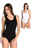 Kadın Beyaz 6 Lı Paket Kalın Askılı Likralı Kancalı Çıtçıtlı Body Zıbın Tkd0149-s