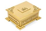 Ahşap Kutulu Hediyelik Kuranı Kerim - Sade Arapça - Çanta Boy - Gold