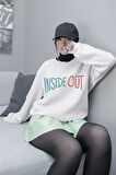 Terrs Yüz Çizgi Film Baskılı Unisex Oversize Insidde Out Sweatshirt