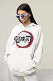 Anime Logo Baskılı Unisex Oversize Hoodie