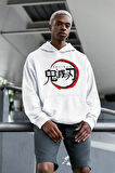 Anime Logo Baskılı Unisex Oversize Hoodie