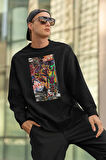 Tasarım Örümcek Adam Baskılı Unisex Oversize Spider Punk Sweatshirt