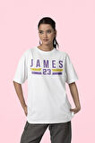 James 23 Baskılı Laakers Baskılı Oversize Efsane Basketbolcu Tişört