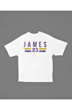 James 23 Baskılı Laakers Baskılı Oversize Efsane Basketbolcu Tişört