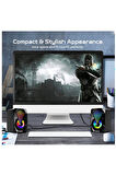 Bilgisayar Hoparlörü Led Işıklı Rgb Laptop Pc Uyumlu 1+1 Speaker