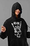 Ac Dc Tasarım Baskılı Unisex Oversize Rock In Roll Hoodie