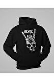 Ac Dc Tasarım Baskılı Unisex Oversize Rock In Roll Hoodie