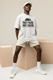 No Pain No Gain Gym Fitness Temalı Oversize Unisex Tişört