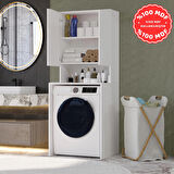  Çamaşır Makinesi Dolabı 3 Raflı Kapaklı Banyo Dolabı Beyaz %100 MDF