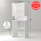  Çamaşır Makinesi Dolabı 3 Raflı Kapaklı Banyo Dolabı Beyaz %100 MDF