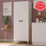 2 Kapaklı 5 Raflı MEGA Çok Amaçlı Mutfak Dolabı Banyo Dolabı Beyaz %100 MDF