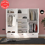 İnci 6 Kapak 3 Çekmeceli Gardırop %100 MDF