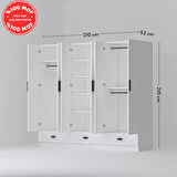 İnci 6 Kapak 3 Çekmeceli Gardırop %100 MDF