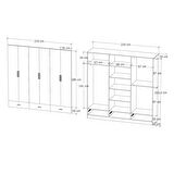 İnci 6 Kapak 3 Çekmeceli Gardırop %100 MDF