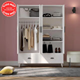 İnci 4 Kapaklı 2 Çekmeceli Gardırop Beyaz %100 MDF