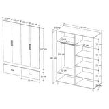 İnci 4 Kapaklı 2 Çekmeceli Gardırop Beyaz %100 MDF