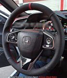 Honda Civic Fc5 Araca Özel Direksiyon Kılıfı (Nokta Alcantra Kırmızı Yüzük)