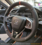 Honda Civic Fc5 Araca Özel Direksiyon Kılıfı (Nokta Alcantra Turuncu Yüzük)