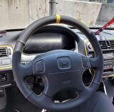 Honda Civic 2001 Euro Araca Özel Direksiyon Kılıfı (Noktalı Alcantra Sarı Yüzüklü)