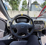 Honda Civic 2001 Euro Araca Özel Direksiyon Kılıfı (Noktalı Alcantra Sarı Yüzüklü)