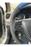 Hyundai i20 Araca Özel Direksiyon Kılıfı (Nokta Mavi Deri Siyah Yüzüklü)