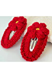 Amigurumi Örgü Çocuk Çiçek Toka Kırmızı Tek Ebat