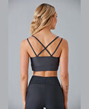 Aurafit V Yaka Arkası Çapraz İp Askılı Tasarım Spor Sütyeni/Büstiyer-9024