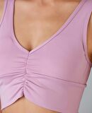 Aurafit Kadın Önü Büzgülü Arkası Çapraz Kaplı Croptop/Büstiyer